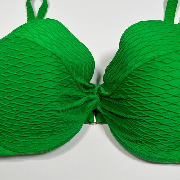 Victoria Secret 40D TWIST FRONT Push Up Bikini Top Underwire Textured Jade Green - Picture 4 of 7